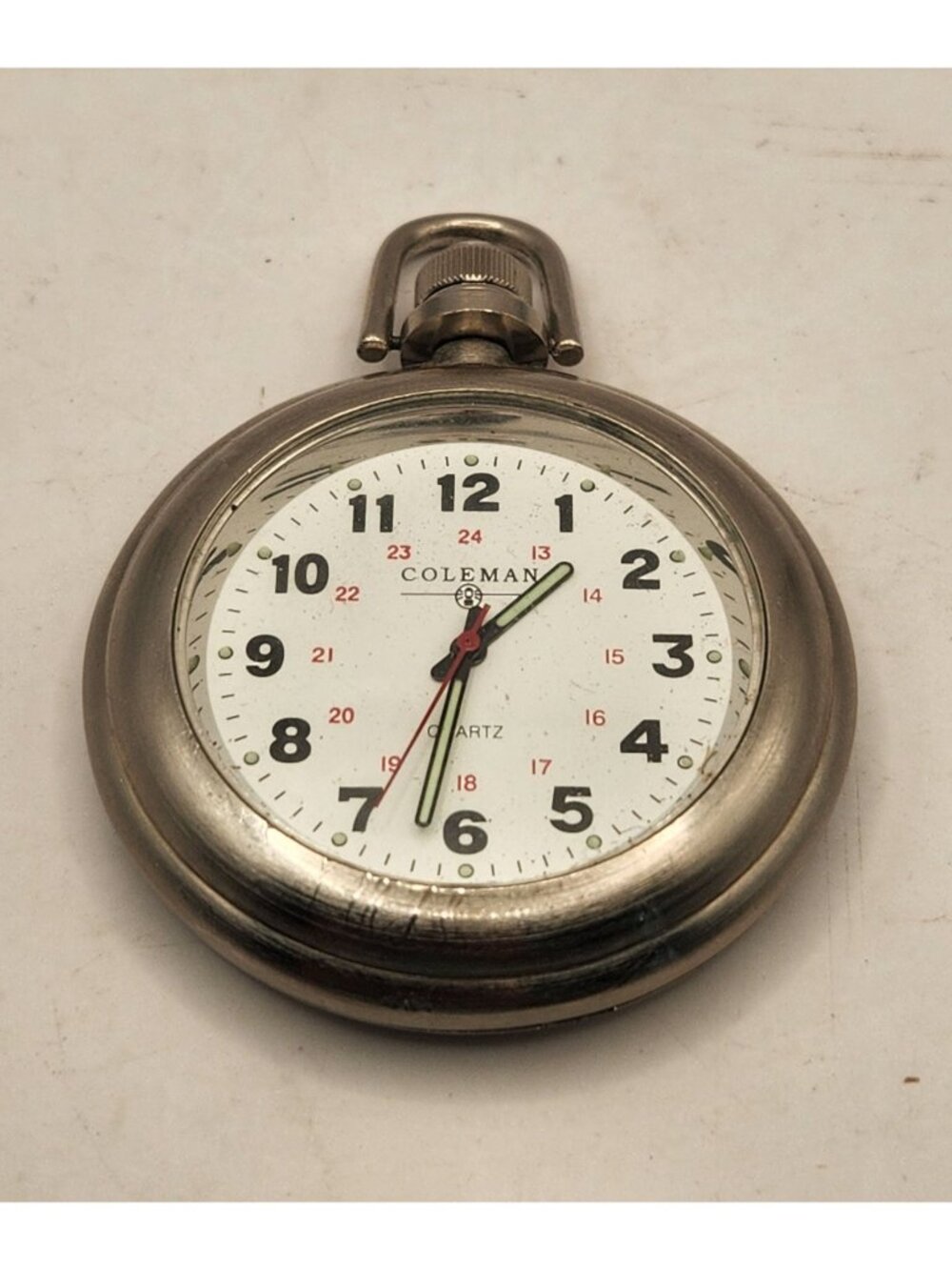Coleman Pocket Watch SilverTone white Dial